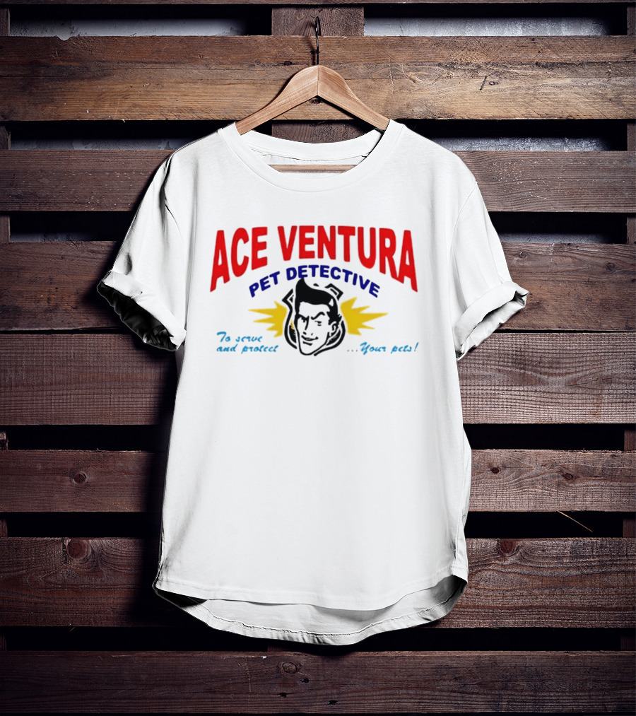 Ace Ventura Pet Detective To Serve And Protect Your Pets Movie Iconic Character Yellow Lightning T-Shirt