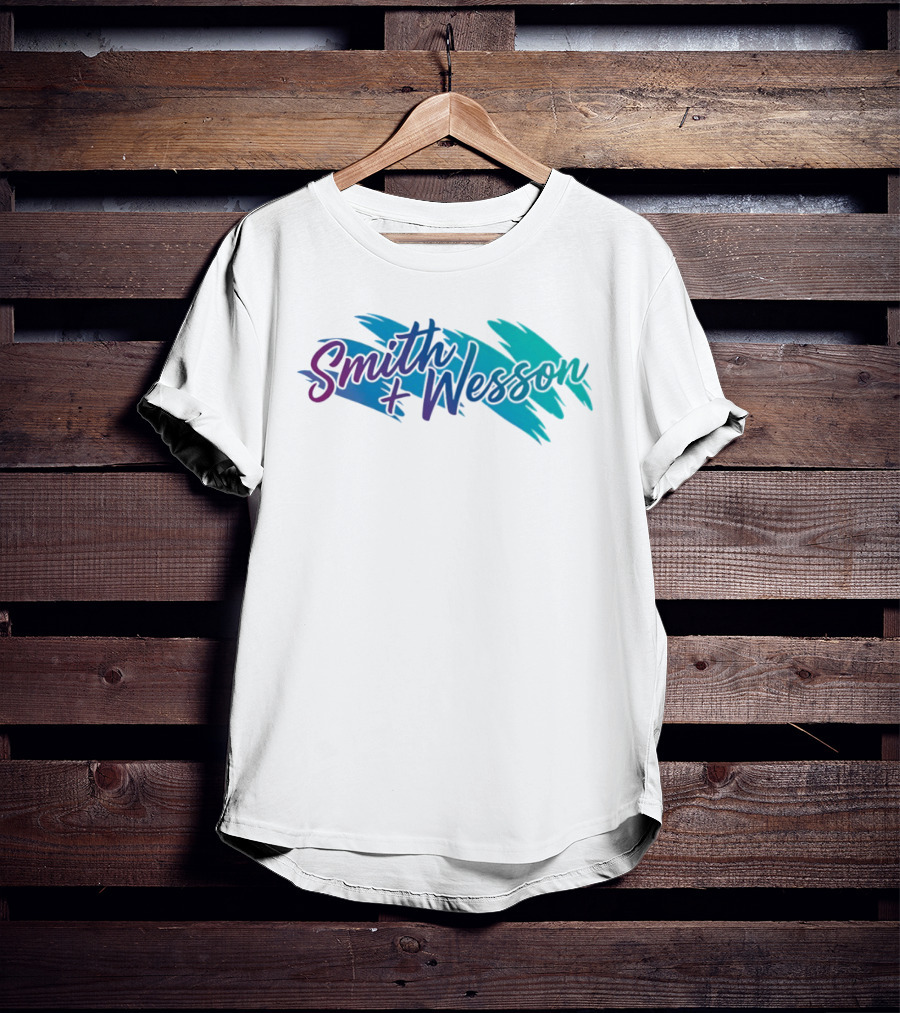 Smith And Wesson 90s Teal Purple Paint Brush Strokes T-Shirt