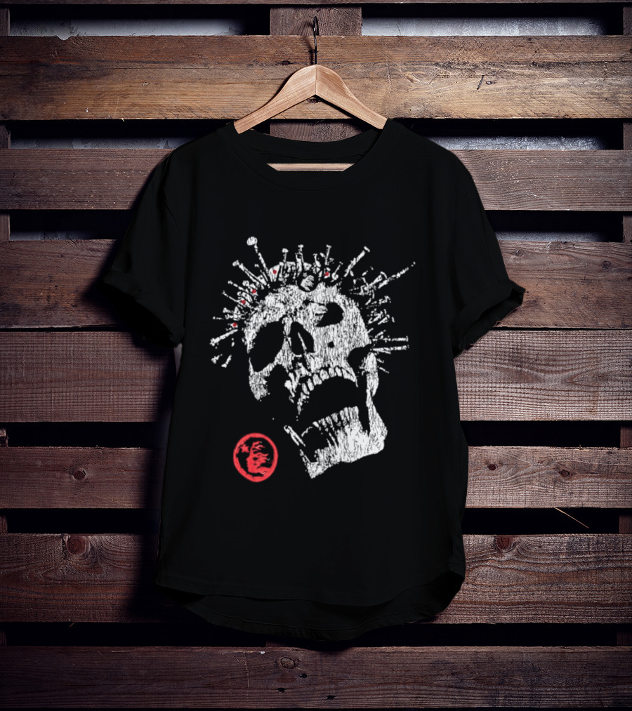 Screaming Skull Punk Spikes Flaming Face Unleashed Fury 2026 Collection Distressed T-Shirt