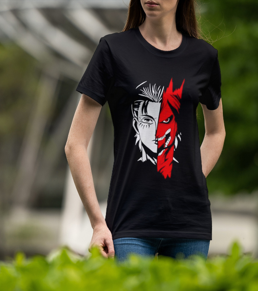 Eren Yeager Attack Titan Split Face The Rumbling 2026 Anime Manga T-Shirt
