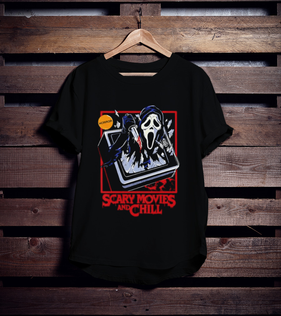 Ghostface Scream Horror Movie Breaking TV Scary Movies And Chill 2026 T-Shirt