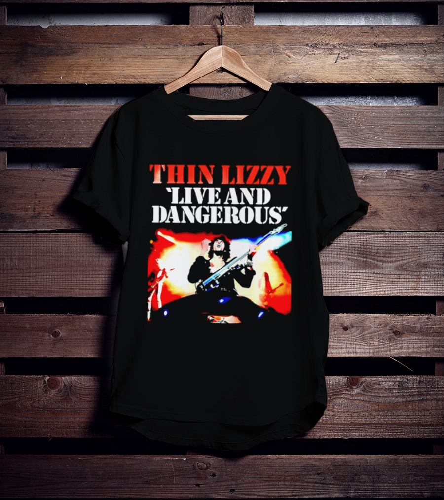 Thin Lizzy Live And Dangerous Cover Classic Rock Band Album T-Shirt