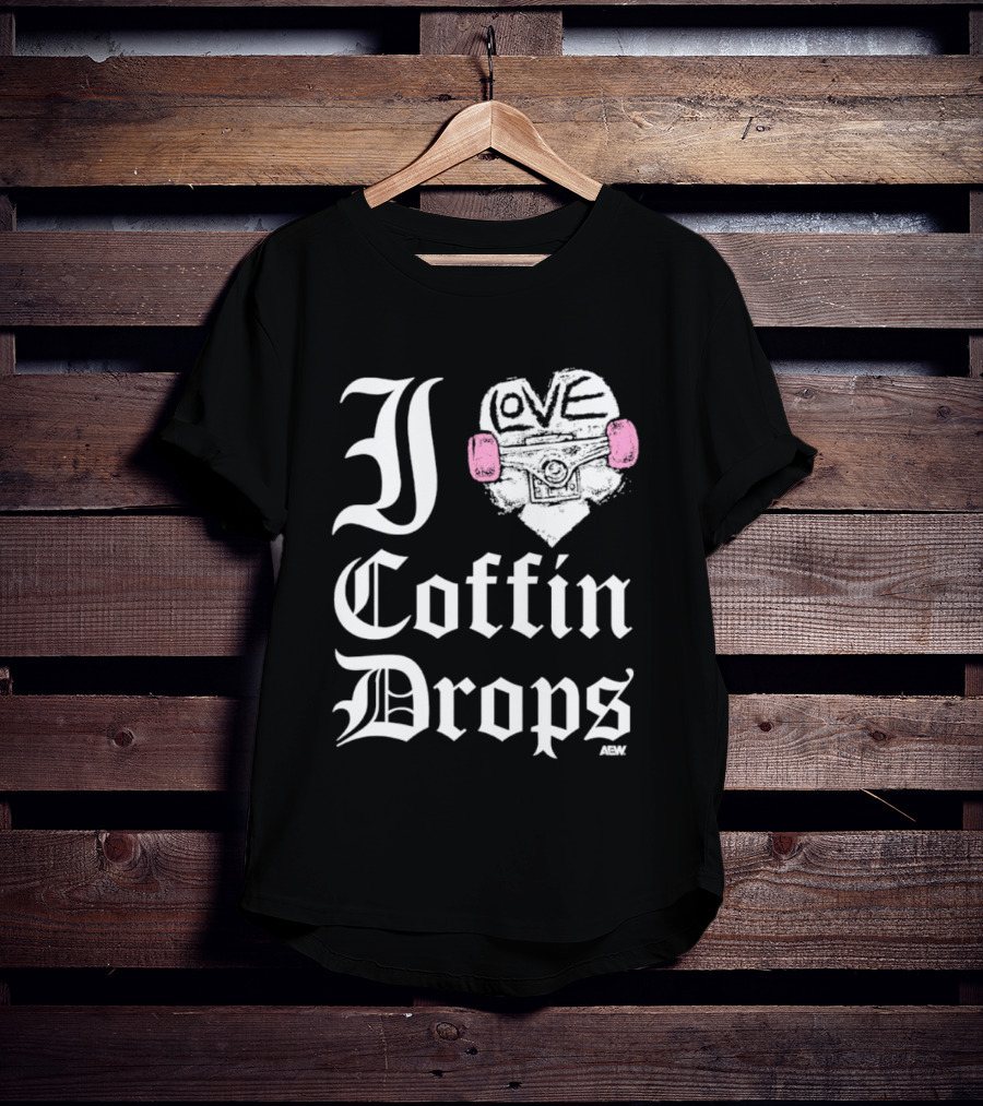 I Love Coffin Drops Aew Skateboard Heart Pink Gloves T-Shirt