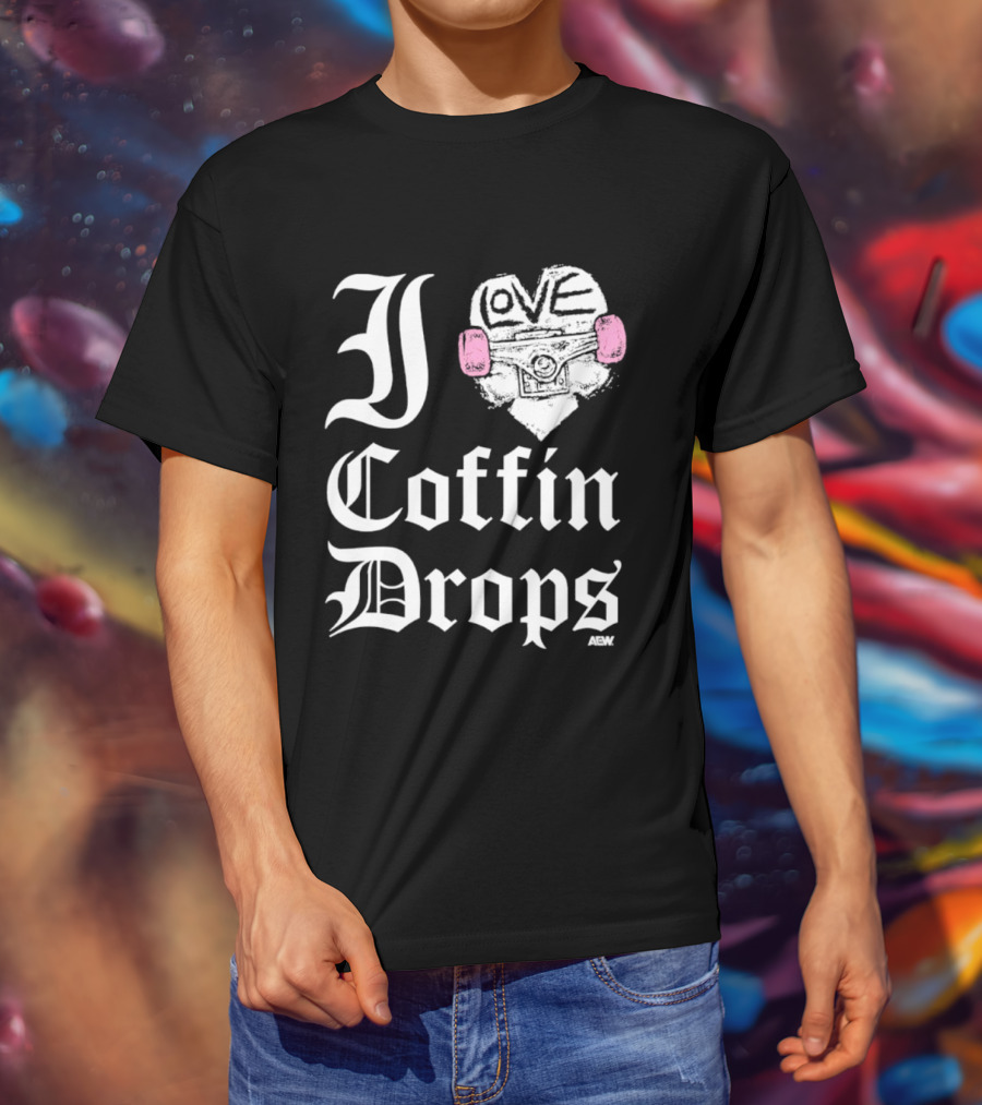 I Love Coffin Drops Aew Skateboard Heart Pink Gloves T-Shirt