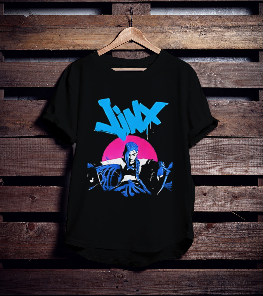Jinx Blue Hair Graffiti Unleashed Power Arcane League Of Legends 2026 Season 2 Anticipation T-Shirt