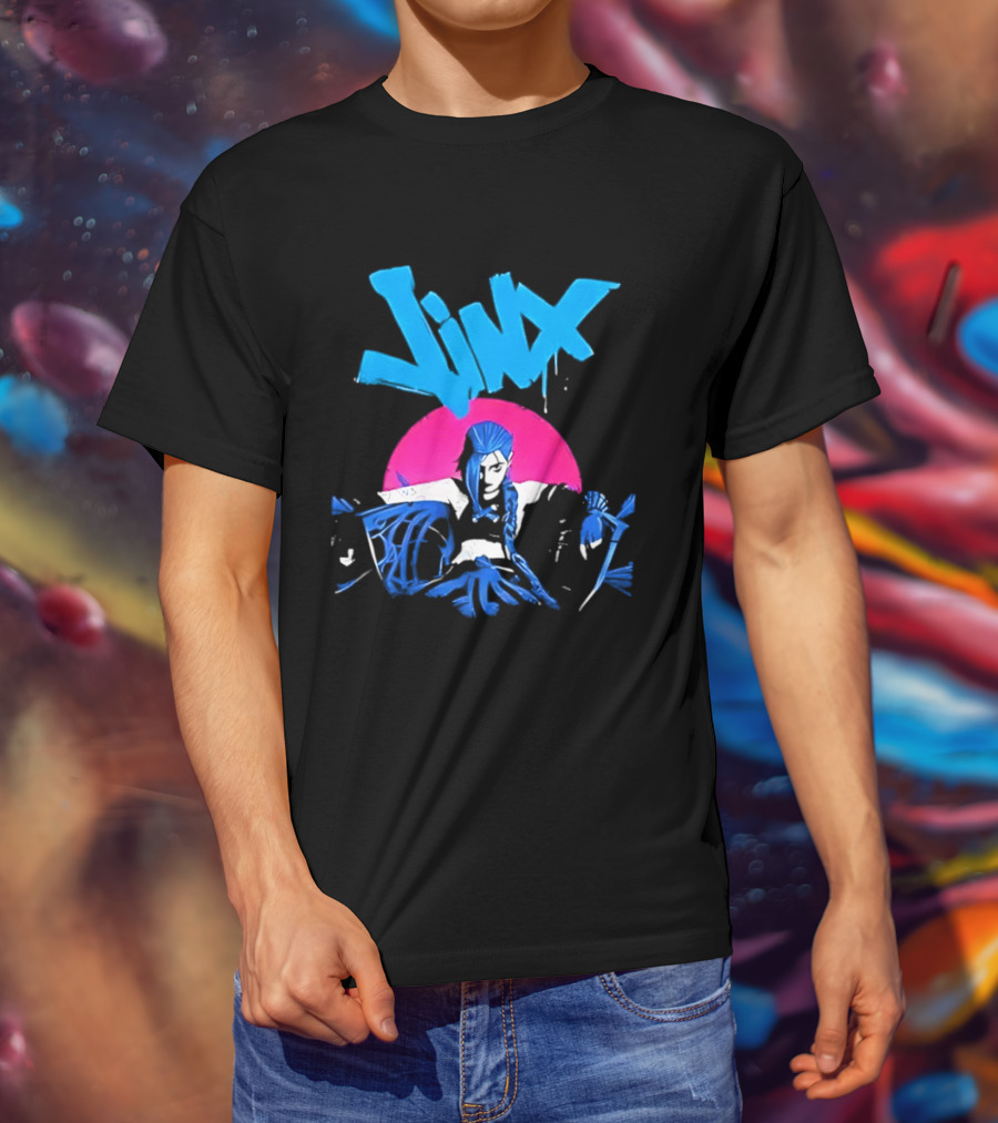 Jinx Blue Hair Graffiti Unleashed Power Arcane League Of Legends 2026 Season 2 Anticipation T-Shirt
