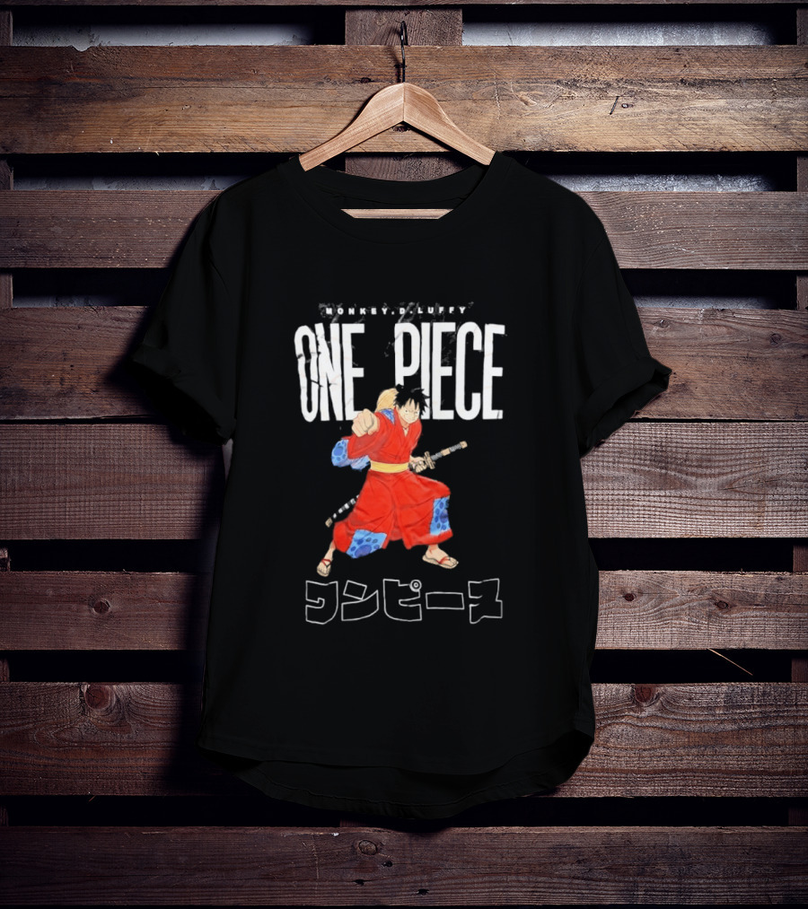 One Piece Luffy Wano Samurai Katana Anime Japanese T-Shirt