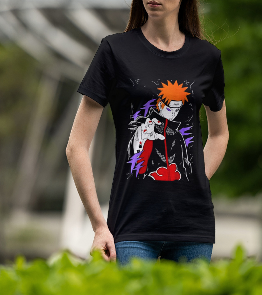 Naruto Shippuden Pain Akatsuki Rinnegan Almighty Push Anime 2026 Trend T-Shirt