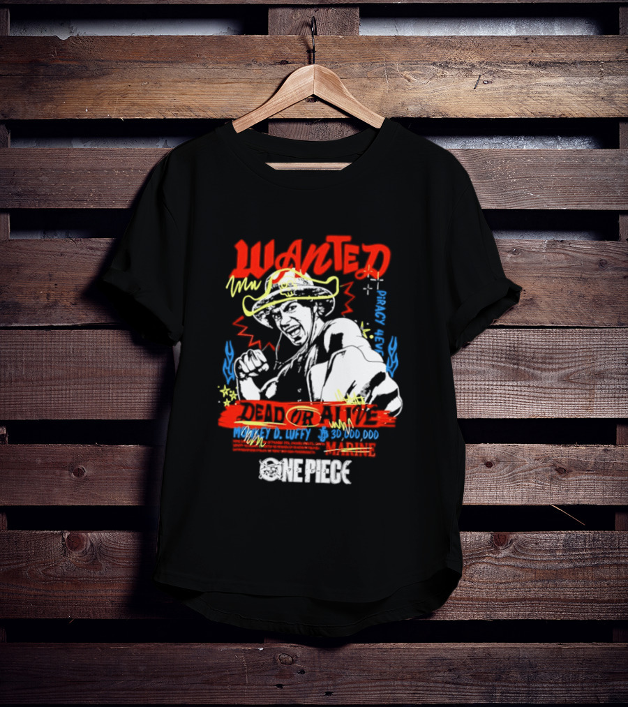 One Piece Monkey D. Luffy Wanted Dead Or Alive 30 Million Berries Bounty Straw Hat Pirate 2026 T-Shirt