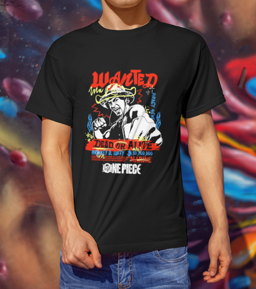 One Piece Monkey D. Luffy Wanted Dead Or Alive 30 Million Berries Bounty Straw Hat Pirate 2026 T-Shirt