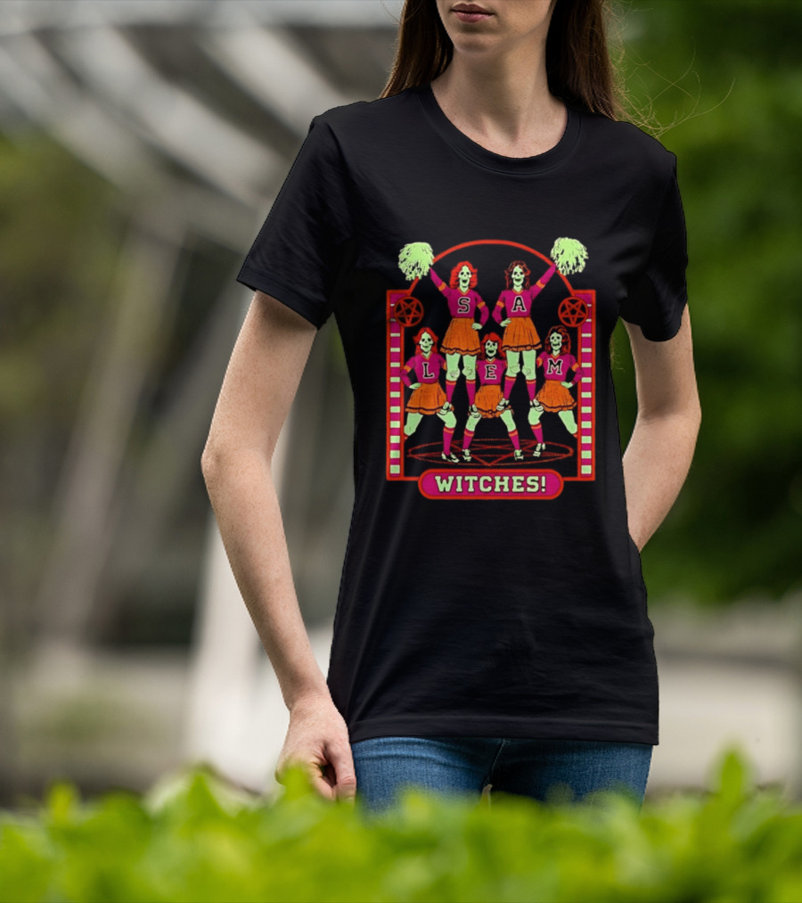 Salem Witches Cheerleader Skeletons Pentagram Halloween 2026 T-Shirt