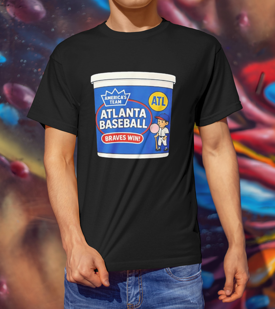 Braves Win America's Team Atlanta Baseball ATL Bubble Gum Crown T-Shirt