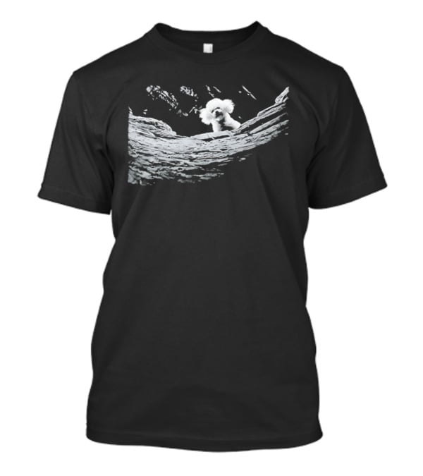 Nature Inspired Fluffy Dog Peeking In Artistic Brush Strokes T-Shirt