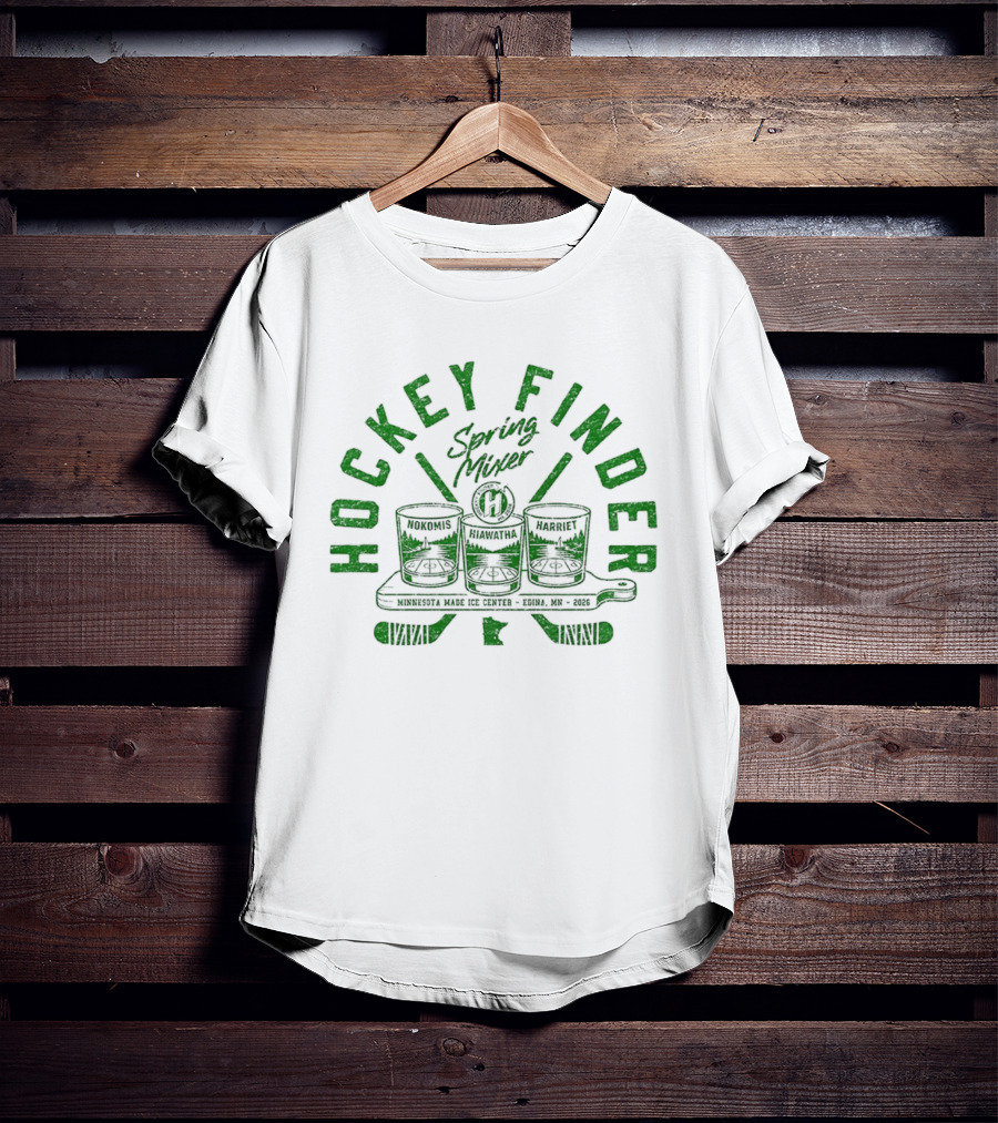 Hockey Finder Spring Mixer With Green Drinks And Sticks T-Shirt