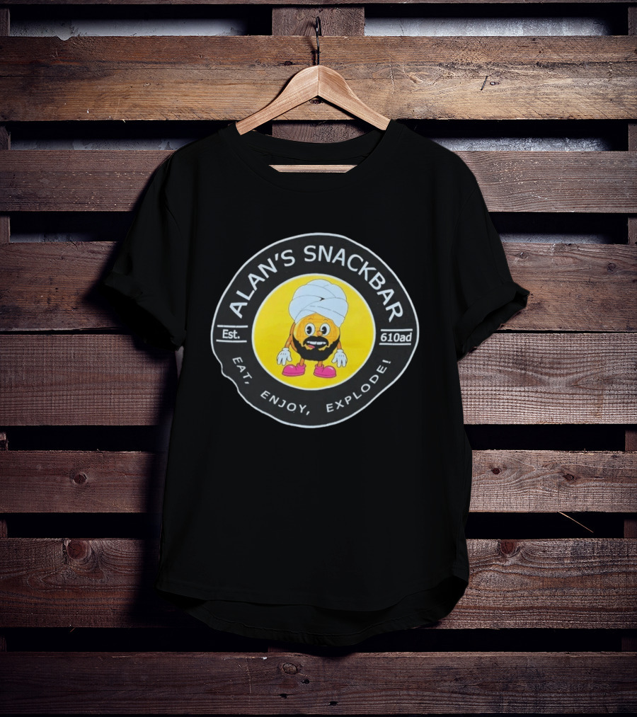 Alan's Snackbar Eat Enjoy Explode Est 610AD Circular T-Shirt
