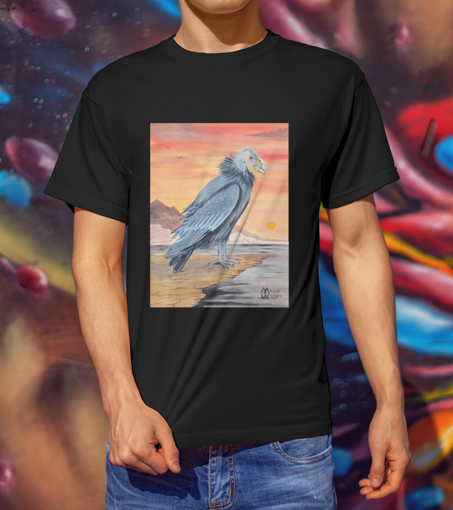 California Condor On Cliff Matt Starr Sunset Scene T-Shirt