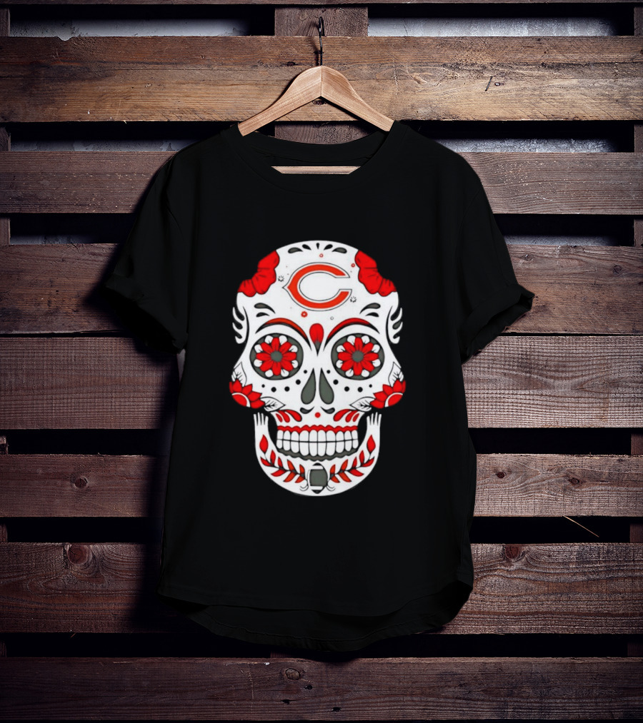 Chicago Bears Dia De Los Muertos Sugar Skull C T-Shirt