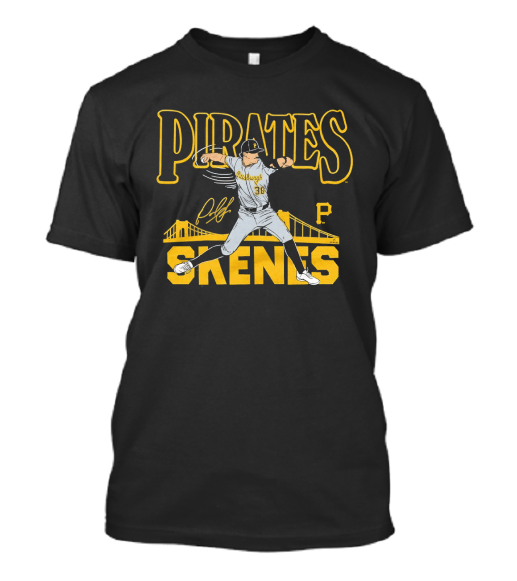 Pittsburgh Pirates Paul Skenes 30 Pitching Bridge T-Shirt