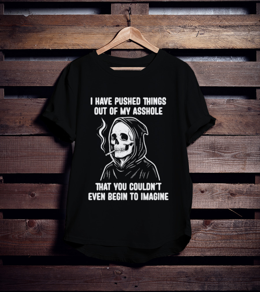 Skeleton Grim Reaper Smoking Dark Humor Sarcastic T-Shirt
