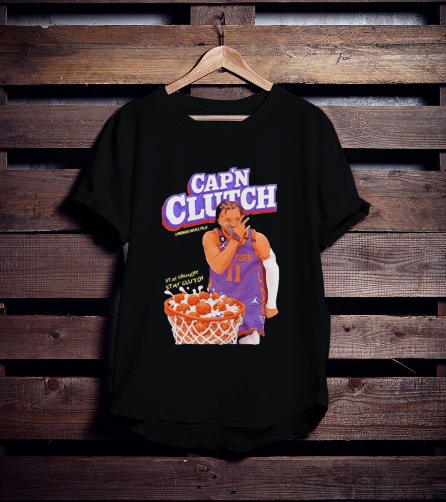 New York Knicks Jalen Brunson Capn Clutch Basketball Cereal Stay Crunchy T-Shirt