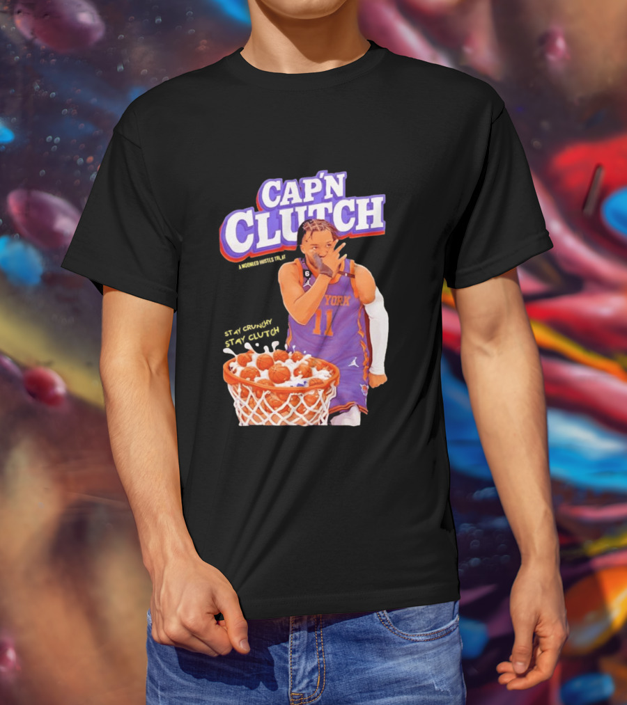 New York Knicks Jalen Brunson Capn Clutch Basketball Cereal Stay Crunchy T-Shirt