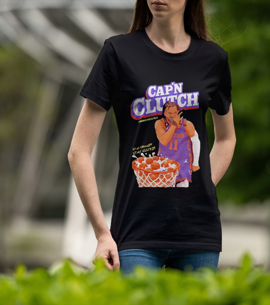 New York Knicks Jalen Brunson Capn Clutch Basketball Cereal Stay Crunchy T-Shirt