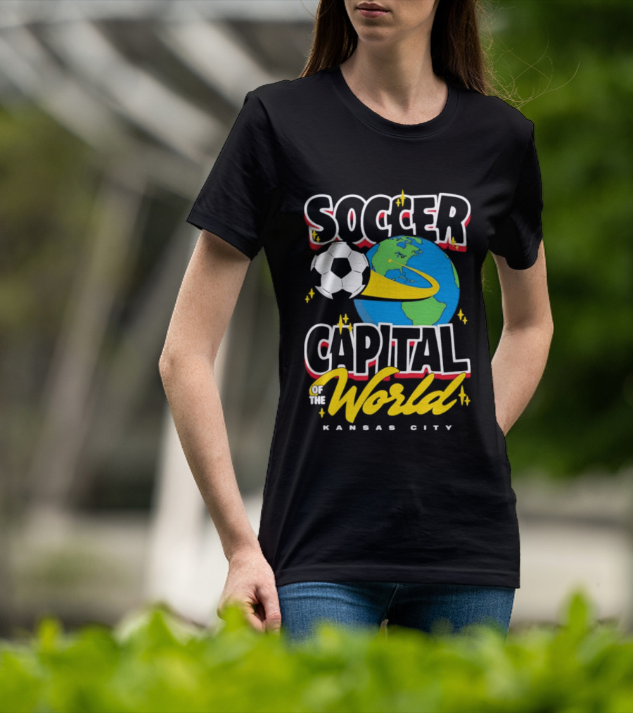 Kansas City Soccer Capital Of The World Globe Soccer Ball T-Shirt