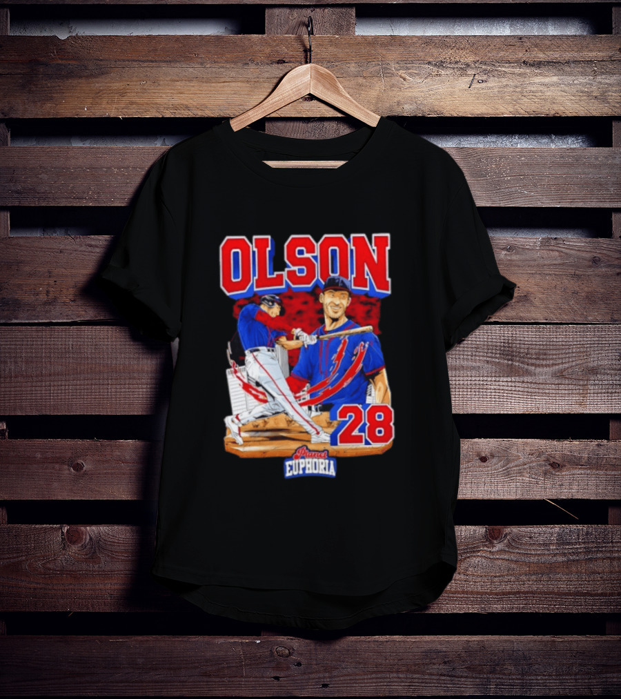 Matt Olson 28 Planet Euphoria Braves Baseball Comic Swing T-Shirt