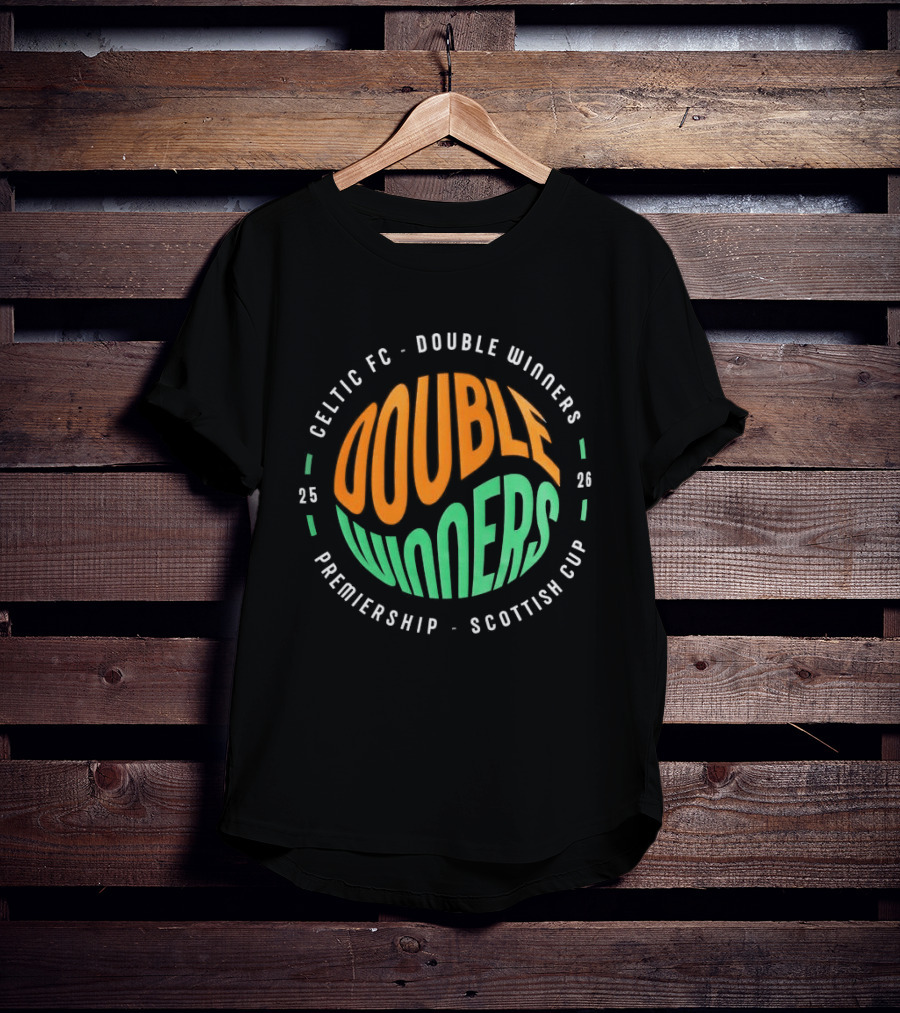 Celtic FC Double Winners 2026 Premiership Scottish Cup T-Shirt