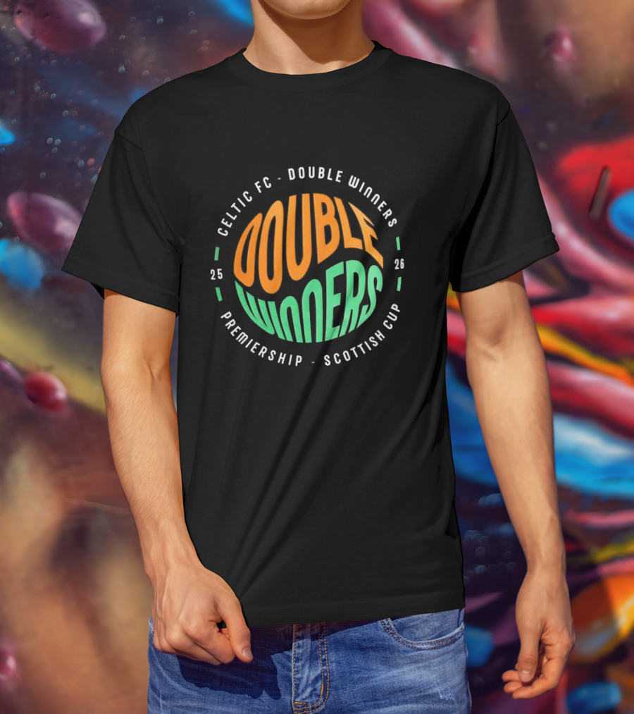 Celtic FC Double Winners 2026 Premiership Scottish Cup T-Shirt