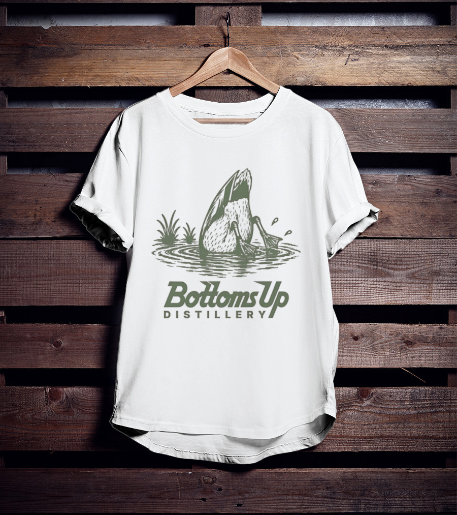 Bottoms Up Distillery Duck Diving Distinctive Spirits T-Shirt