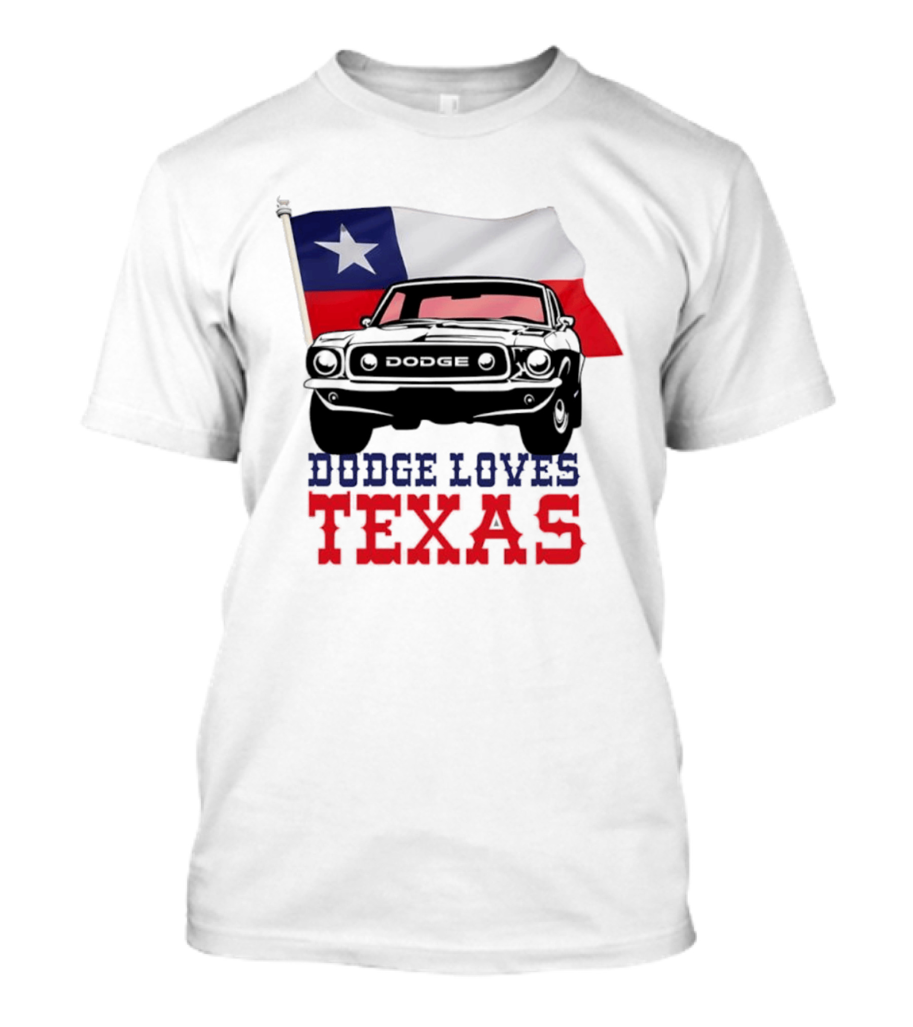 Dodge Loves Texas State Flag Mustang T-Shirt