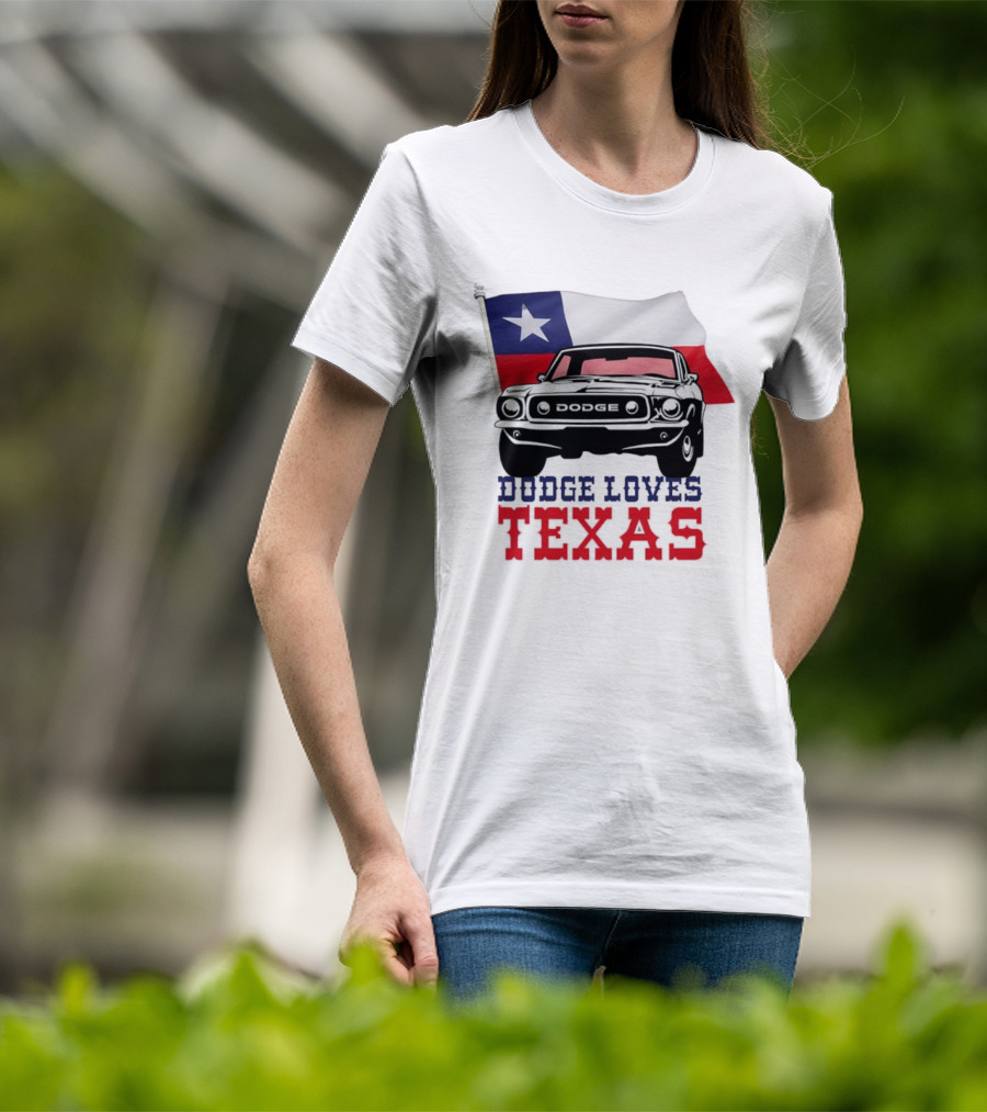 Dodge Loves Texas State Flag Mustang T-Shirt