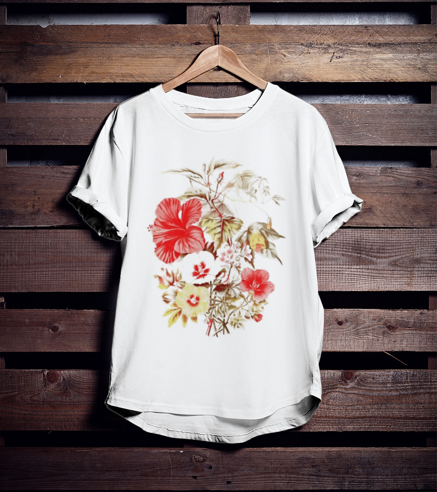 Hibiscus Mallow Cotton Floral Blossoms T-Shirt