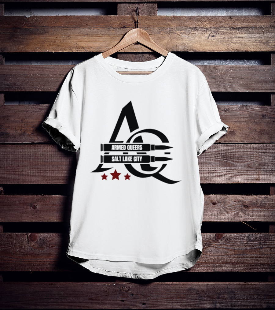 Armed Queers Salt Lake City AQ Bullet Logo Three Stars T-Shirt