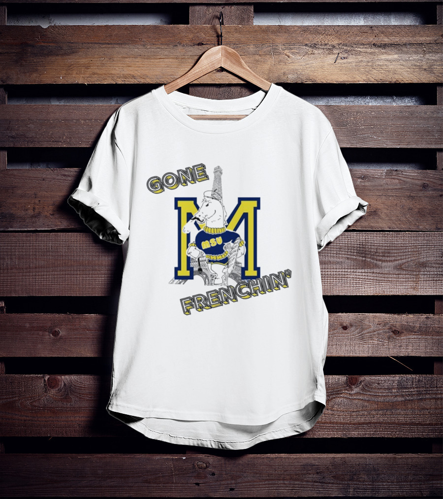 MSU Gone Frenchin' Eiffel Tower Bulldog Sweater Retro M T-Shirt