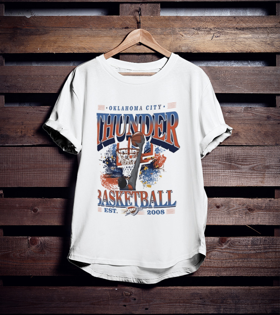 Oklahoma City Thunder Basketball Est 2008 OKC Slam Dunk Hoop T-Shirt