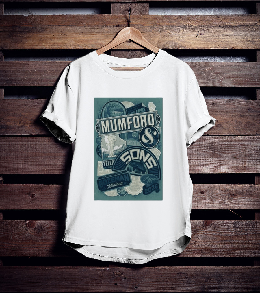 Mumford & Sons Bozeman Montana June 4 2026 Bobcat Stadium Yellowstone National Park T-Shirt