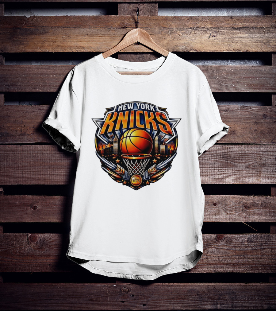 New York Knicks Basketball NYC Skyline Hoops T-Shirt
