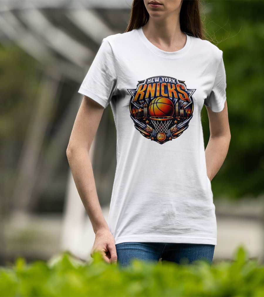 New York Knicks Basketball NYC Skyline Hoops T-Shirt