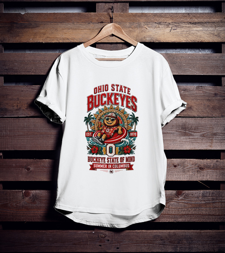 Ohio State Buckeyes Buckeye State Of Mind Summer In Columbus Est 1870 T-Shirt
