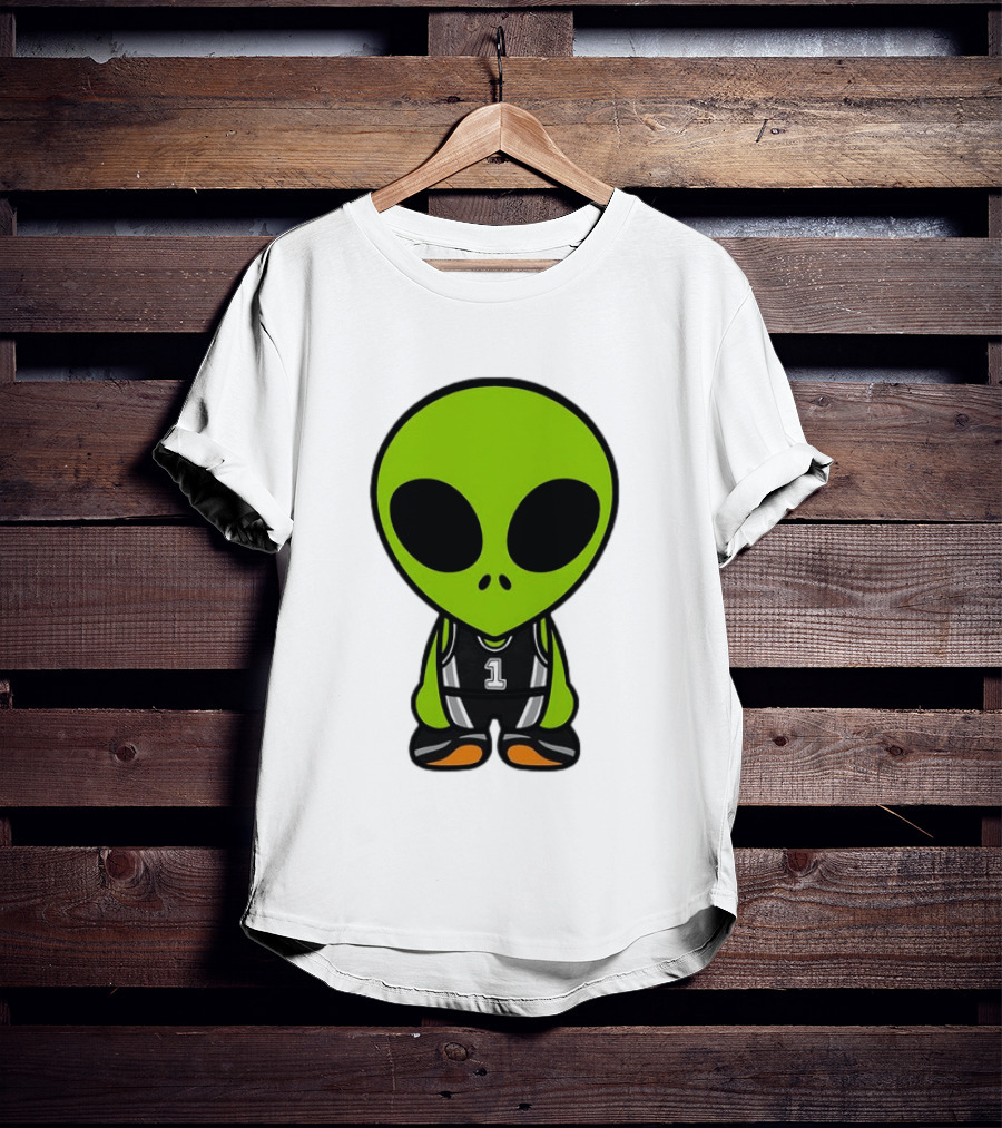 Alien Victor Wembanyama Cartoon Basketball Number 1 T-Shirt
