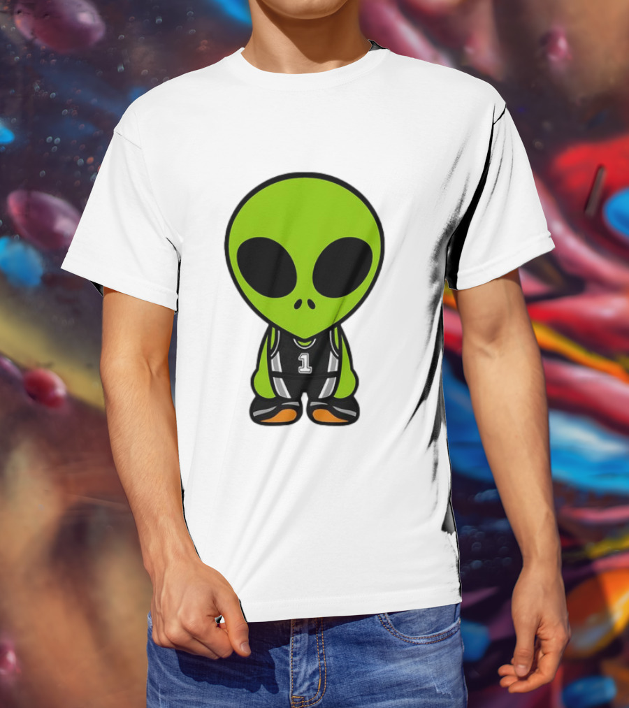 Alien Victor Wembanyama Cartoon Basketball Number 1 T-Shirt