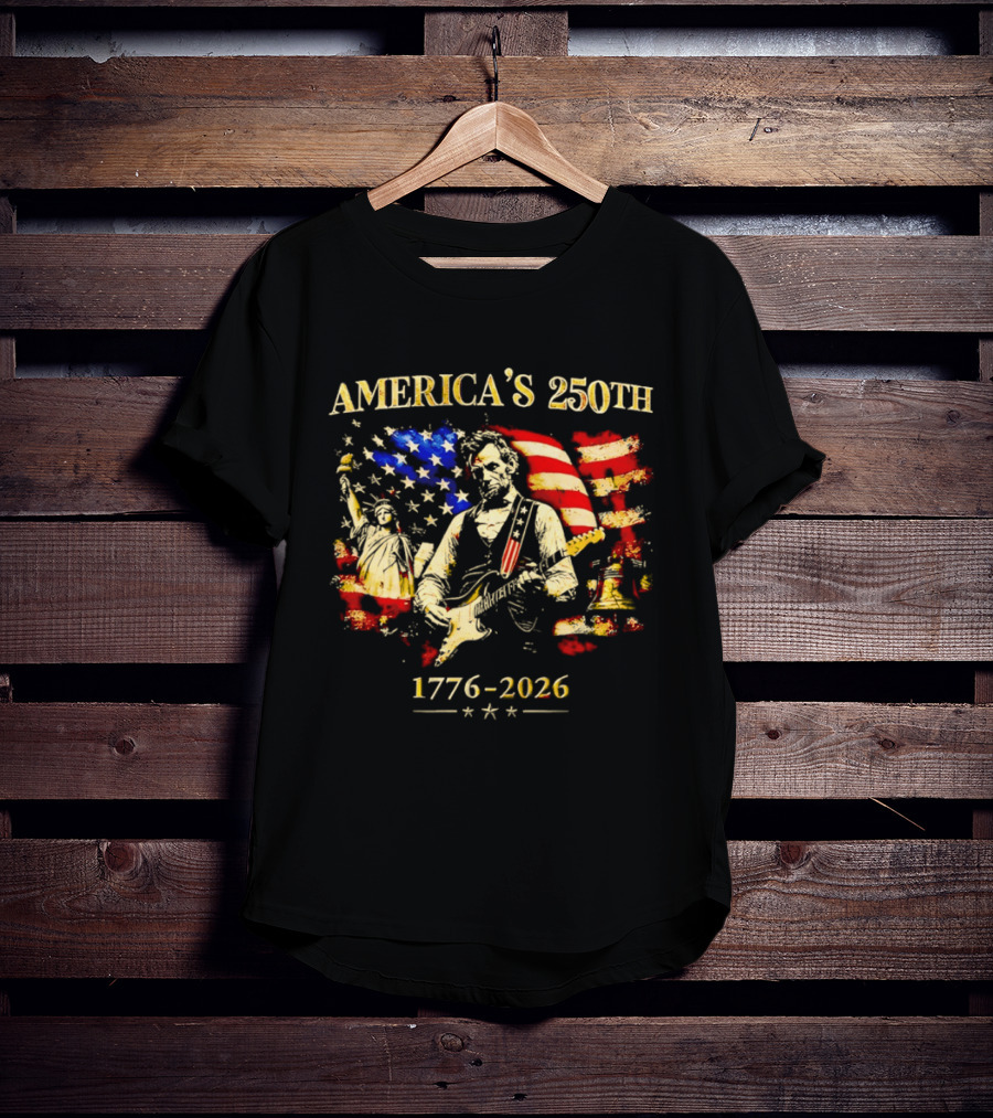 America's 250th Abraham Lincoln Guitar 1776 2026 Statue Of Liberty US Flag T-Shirt