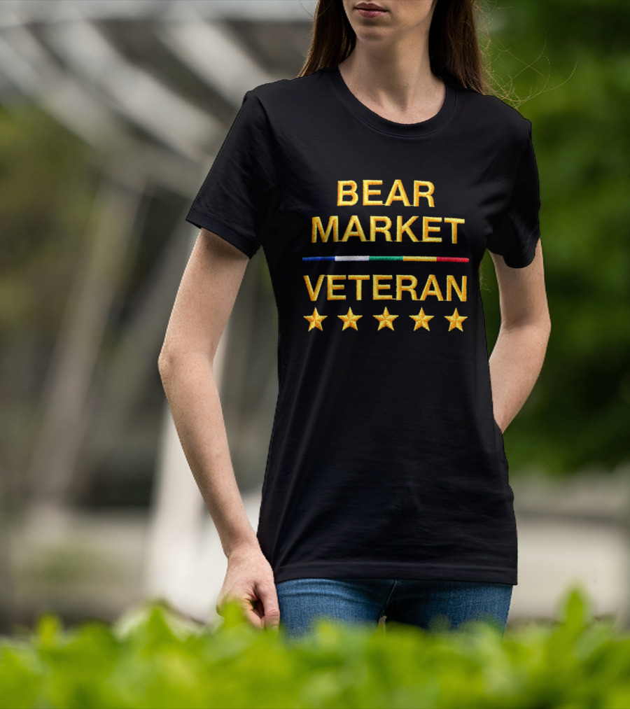 Bear Market Veteran Embroidered Text And Stars T-Shirt