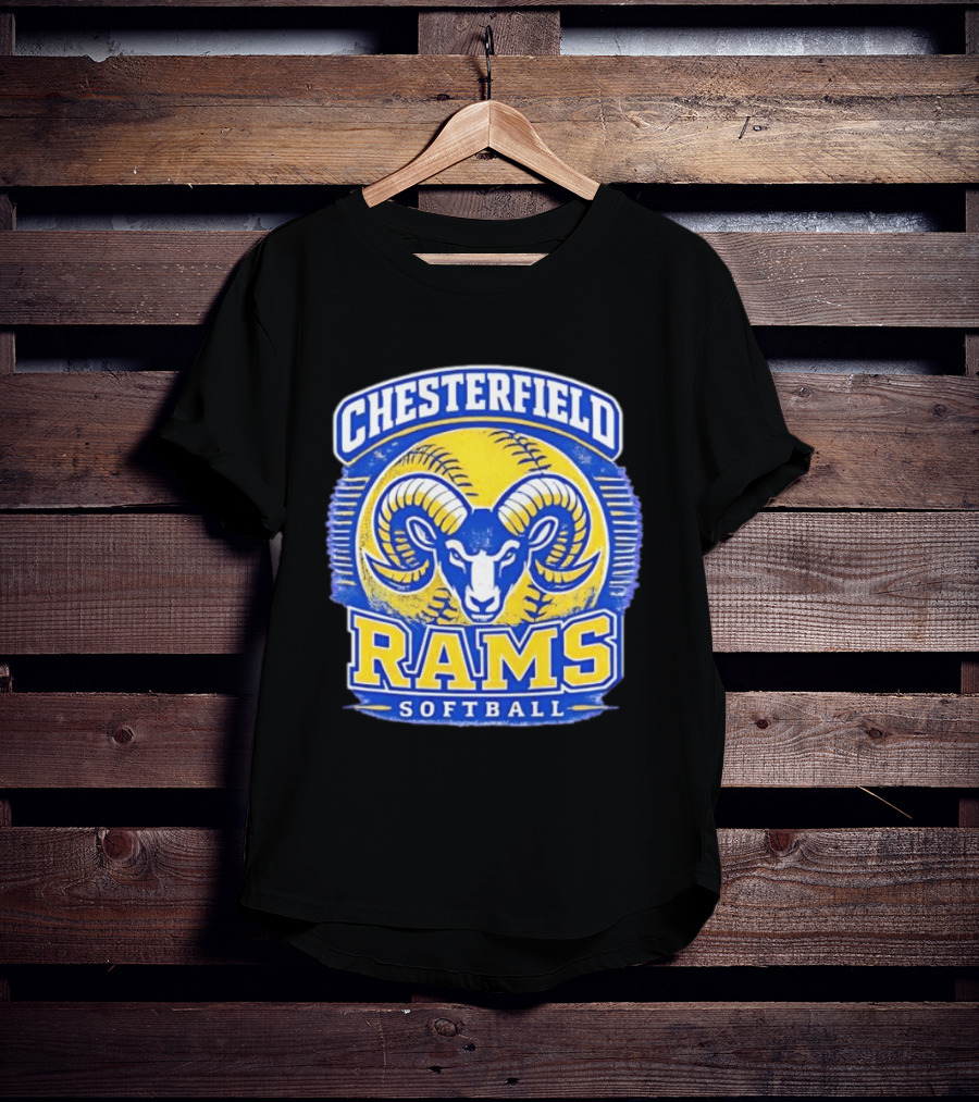 Chesterfield Rams Softball Blue And Yellow Team T-Shirt