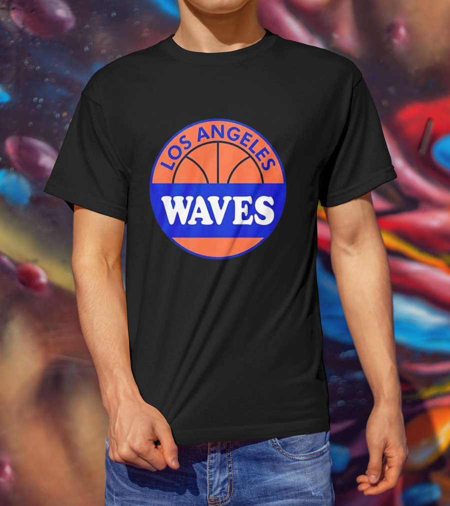 Los Angeles Waves Basketball Theme Circle T-Shirt