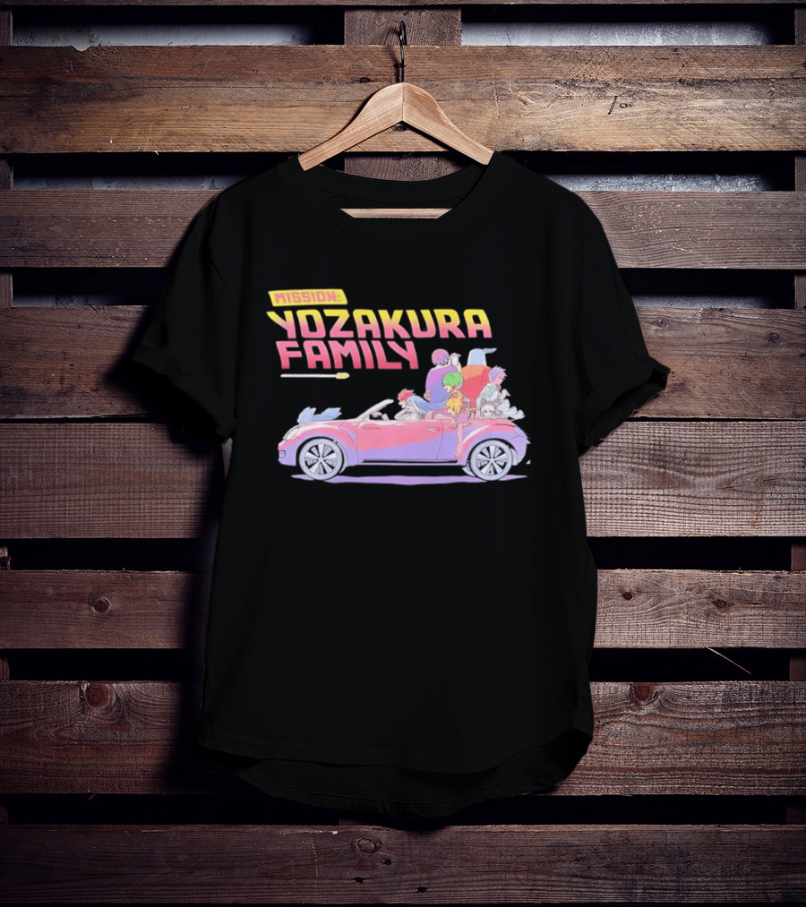 Mission Yozakura Family Anime Characters In Red Convertible Car T-Shirt
