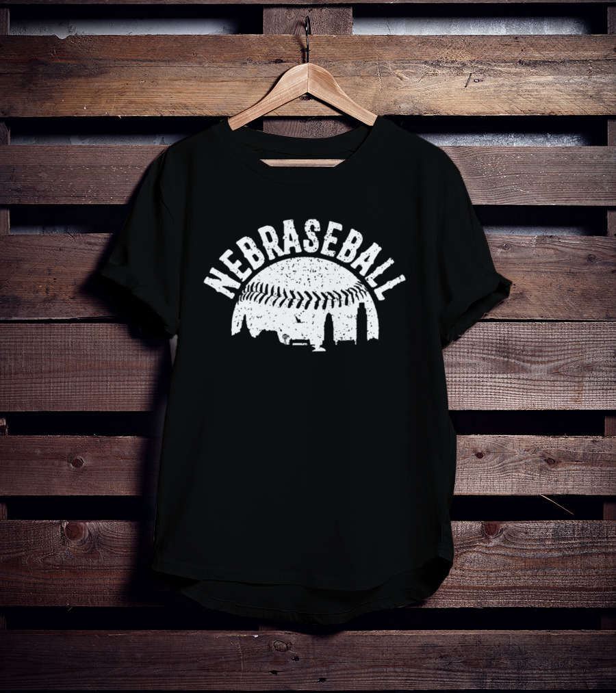 Nebraseball Skyline Nebraska Huskers Stadium Cityscape T-Shirt