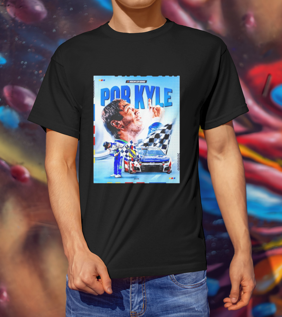Nascar Cup Series Por Kyle 2026 Racing Celebration With Checkered Flag And Race Car T-Shirt